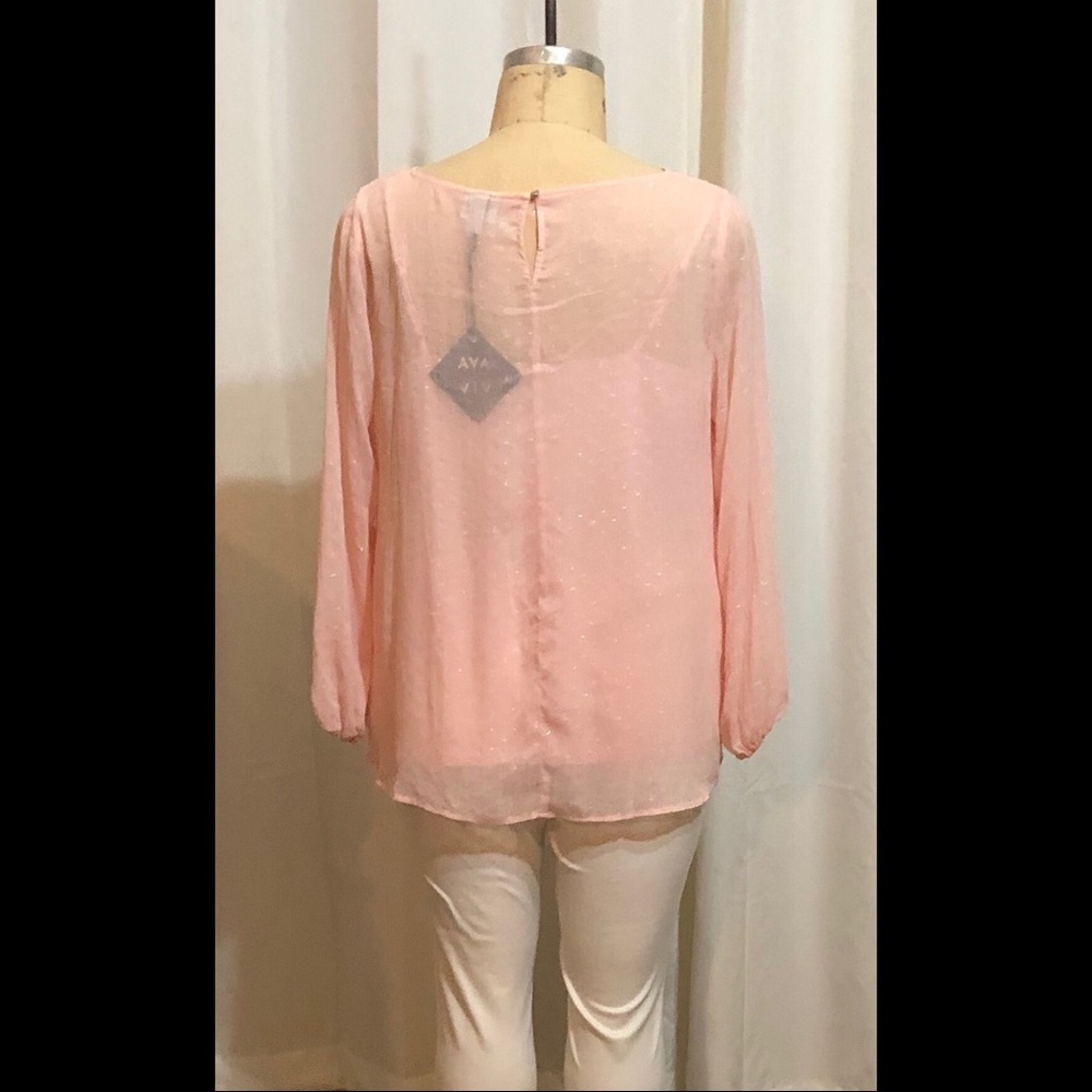 Long sleeve chiffon blouse with cami pink - Picture 2 of 4